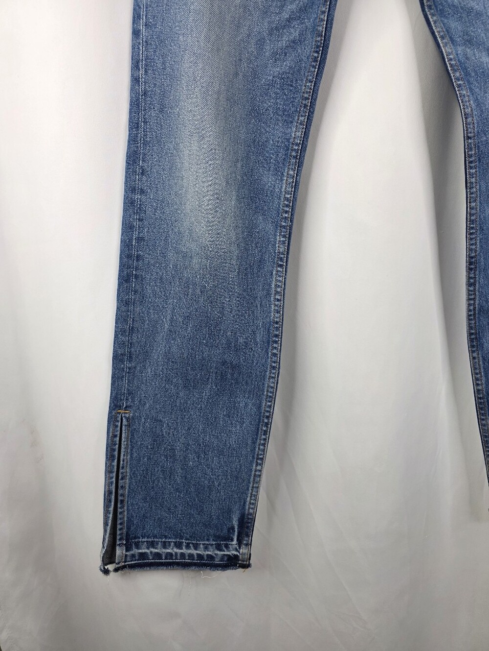 EB Denim Women's Size 27 High Rise Straight Leg Denim Jeans Split Hem Button Fly - Picture 5 of 16
